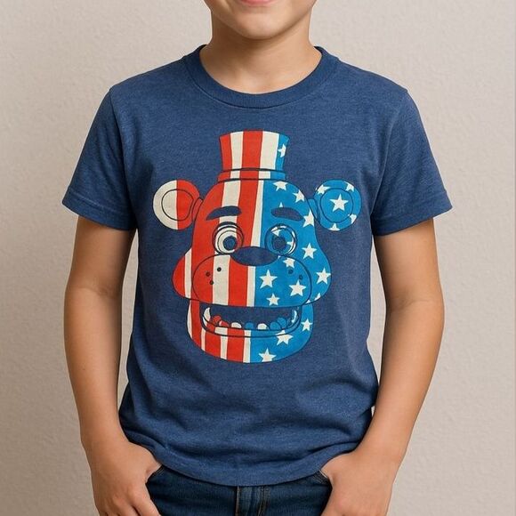 Five Nights At Freddy’S Other - Five Nights at Freddy’s Freddy Fazbear Graphic Tee Blue Patriotic USA Shirt M